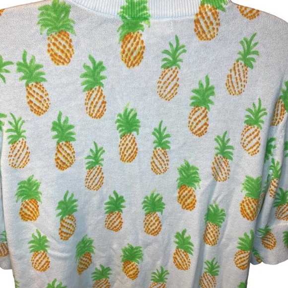 Woman Within Cotton Pineapple Short Sleeve Cardigan Sz 18/20 - Picture 4 of 7